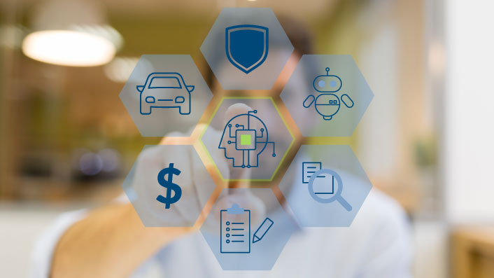 AI graphic with man in backgorund