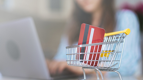 credit card in shopping cart