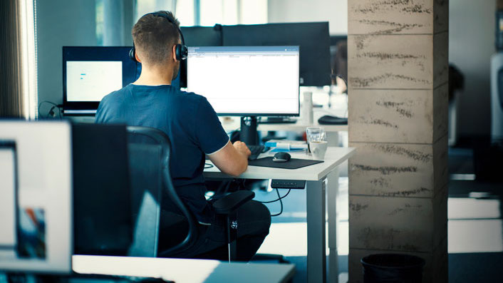 Employee working on computer